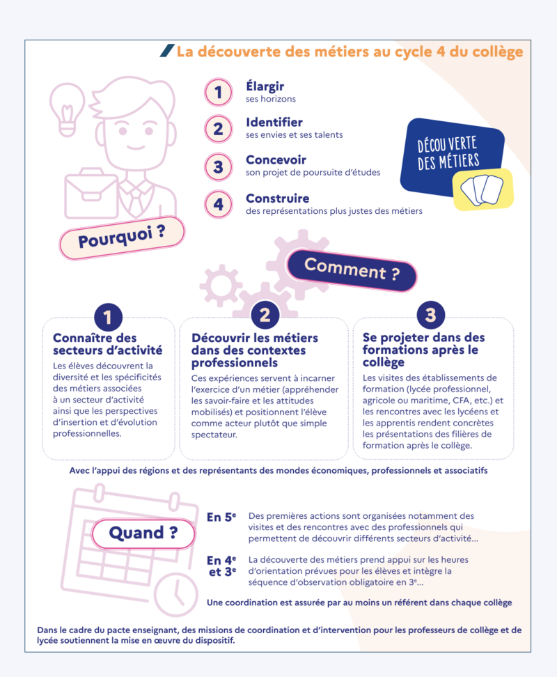  Infographie sur la découverte des métiers au cycle 4 du collège